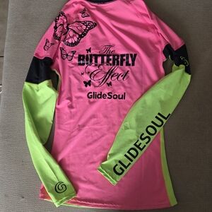 Women's Pink & Neon Green 'Butterfly Effect' Rash Guard